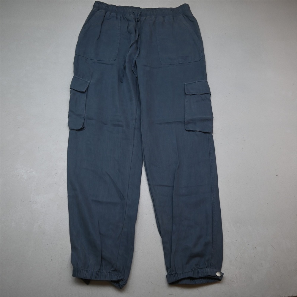 NEW Scrap Work L Blue Pull On Cargo Drawstring Womens Pants